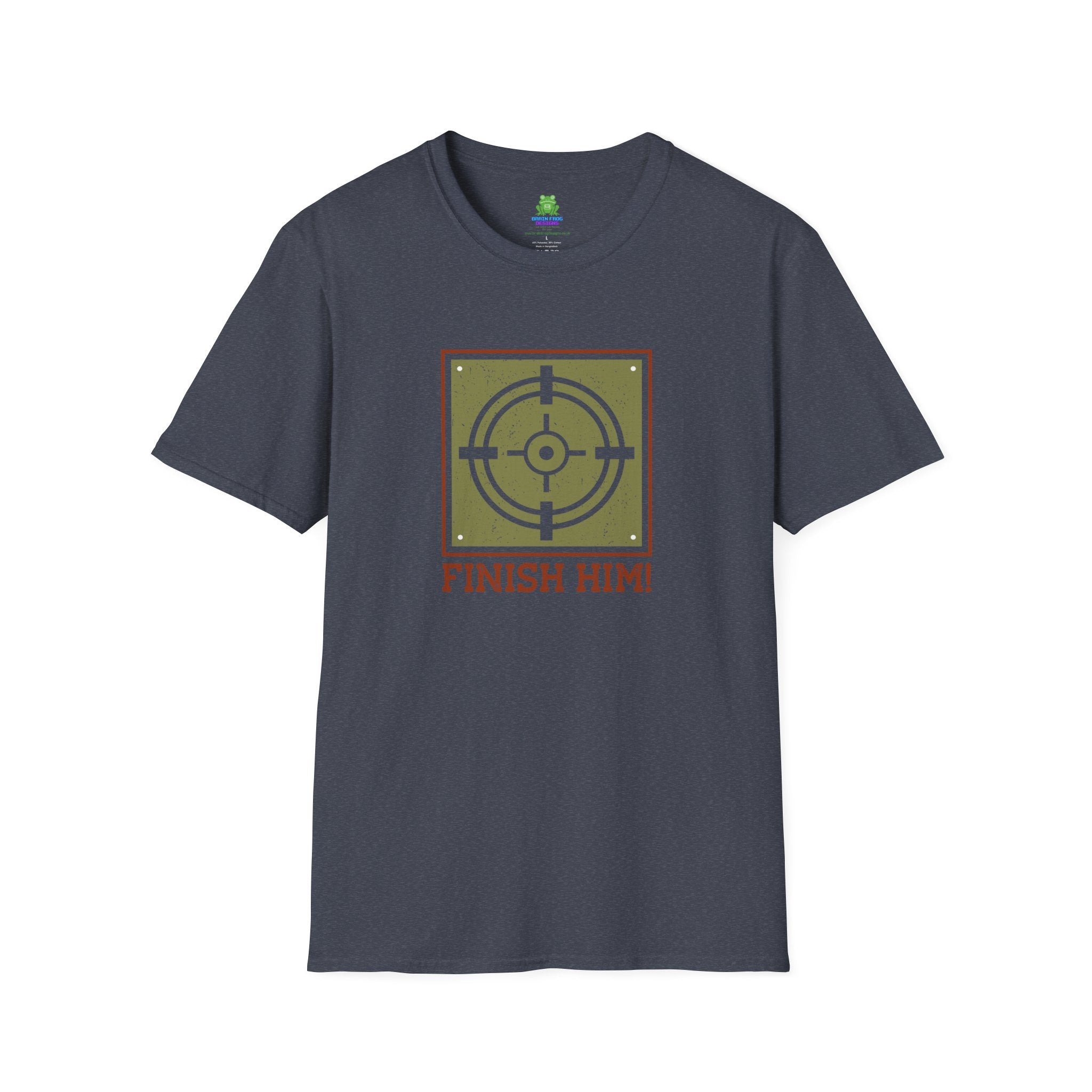 Finish Him! Gamer Target Graphic T‑Shirt - 100% Cotton / Cotton Blend