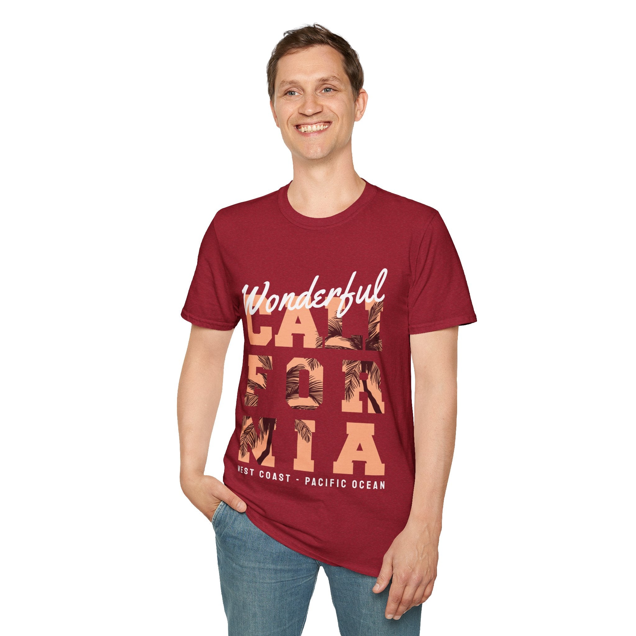 California Palm Photo Tee - Vintage Sunset Graphic T-Shirt - 100% Cotton