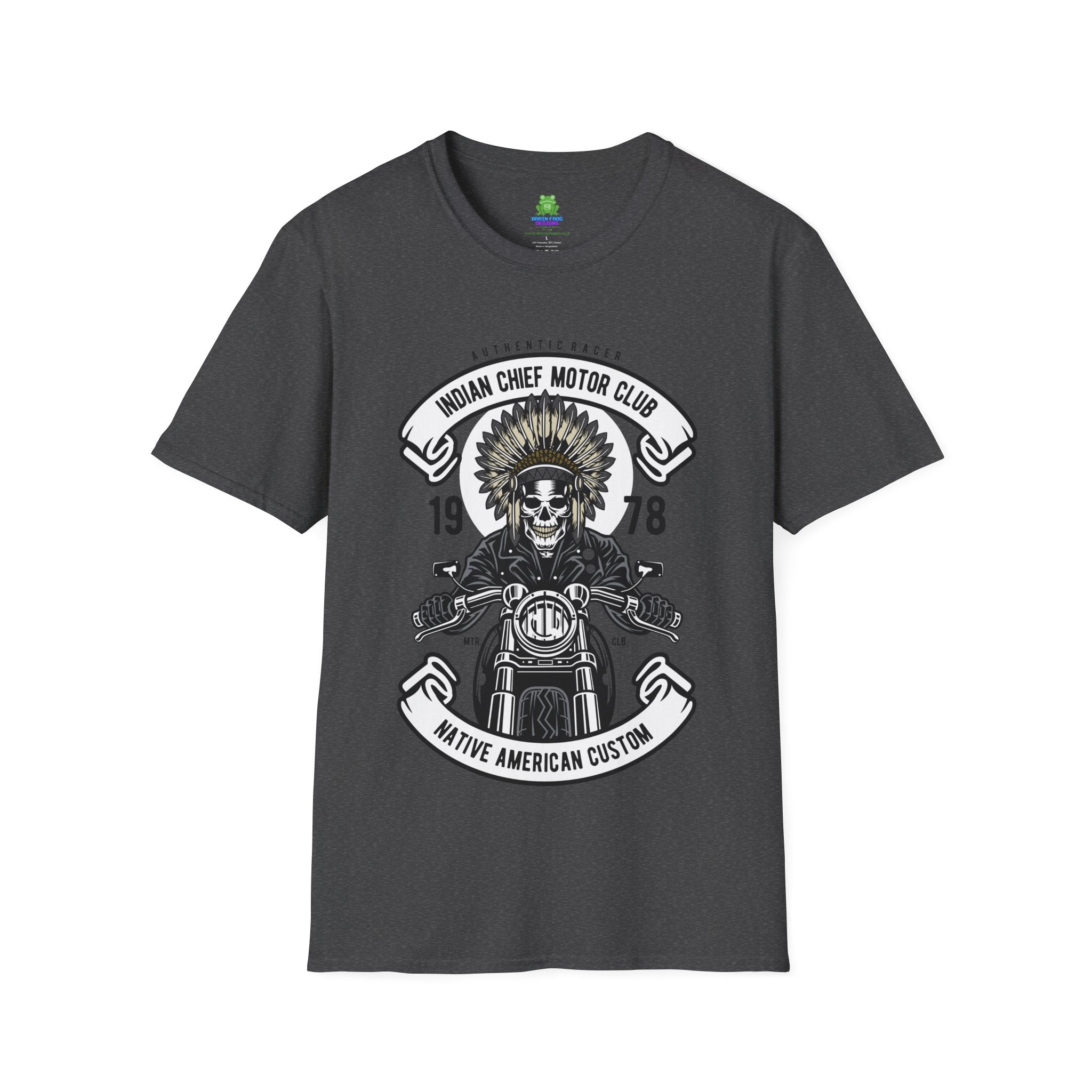 Motorcycle Club T-Shirt - 'Indian Chief Motor Club' Vintage Skull Rider Tee - 100% Cotton