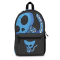 Blue / Black Skeleton Cat Backpack - Cute Spooky Skull Kitty School Bag