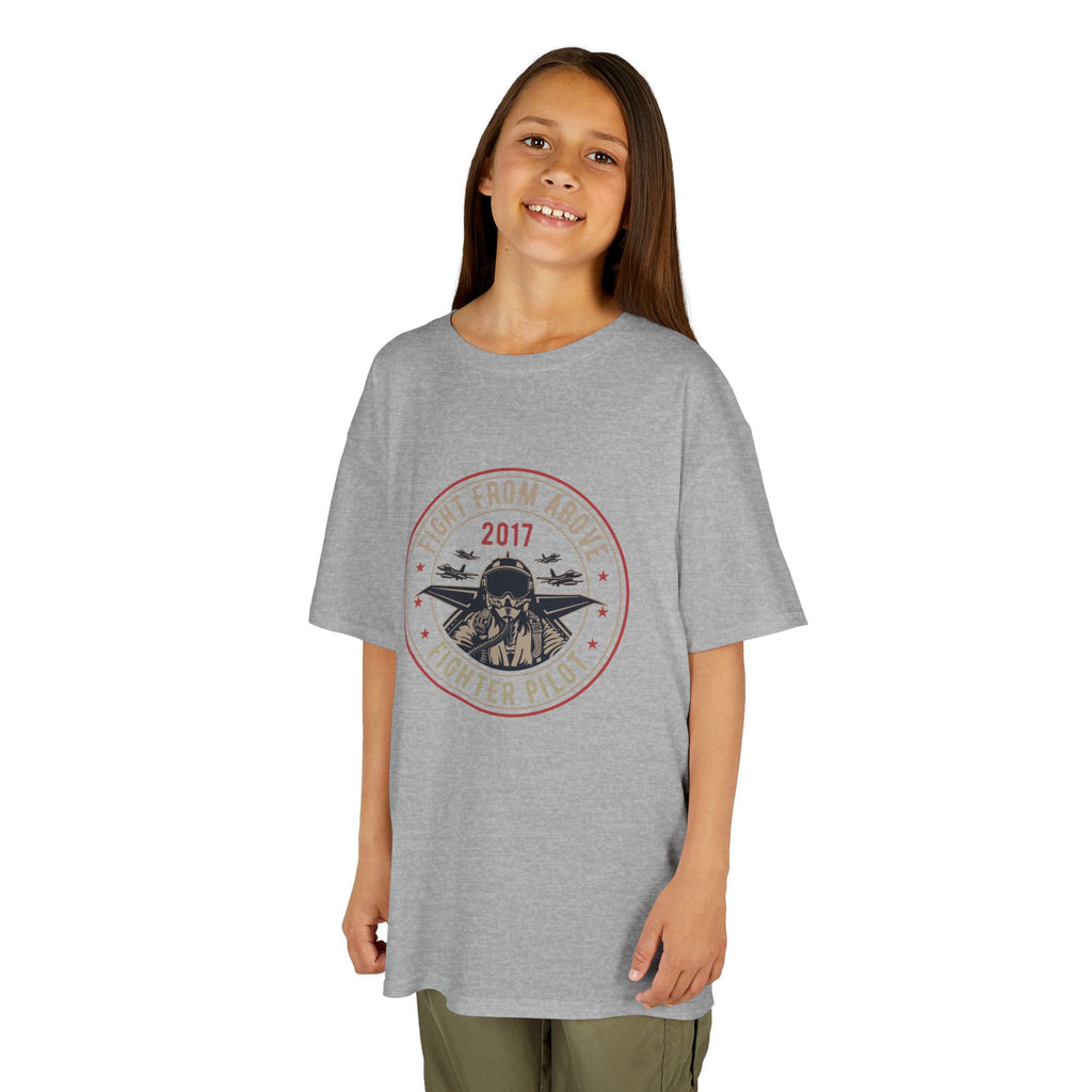 Kids T-Shirt - 'Flight From Above 2017 Fighter Pilot' Vintage Airplane Design - 100% Cotton / Cotton Blend