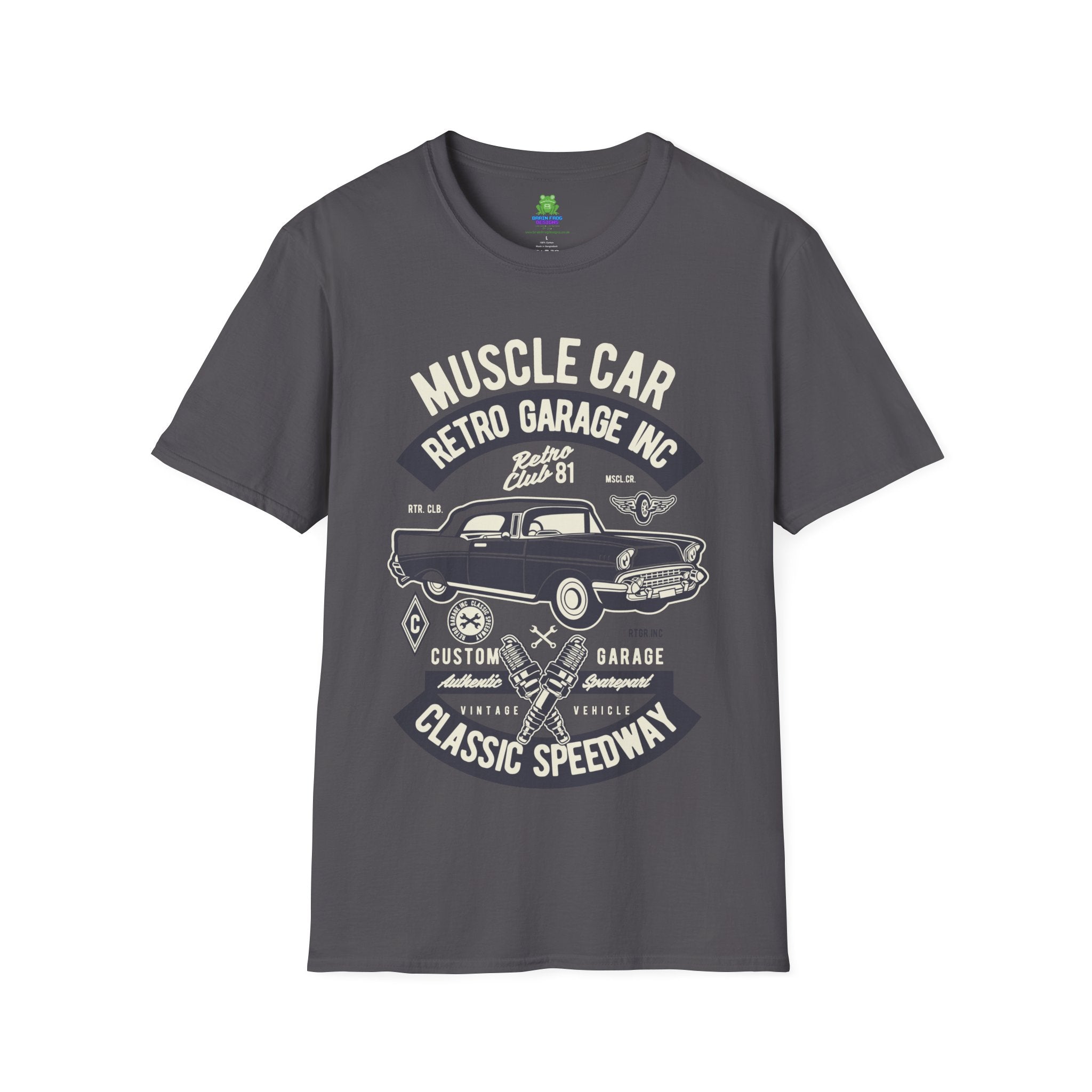 Retro Garage Muscle Car T-Shirt - Classic Speedway Vintage Auto Tee -100% Cotton