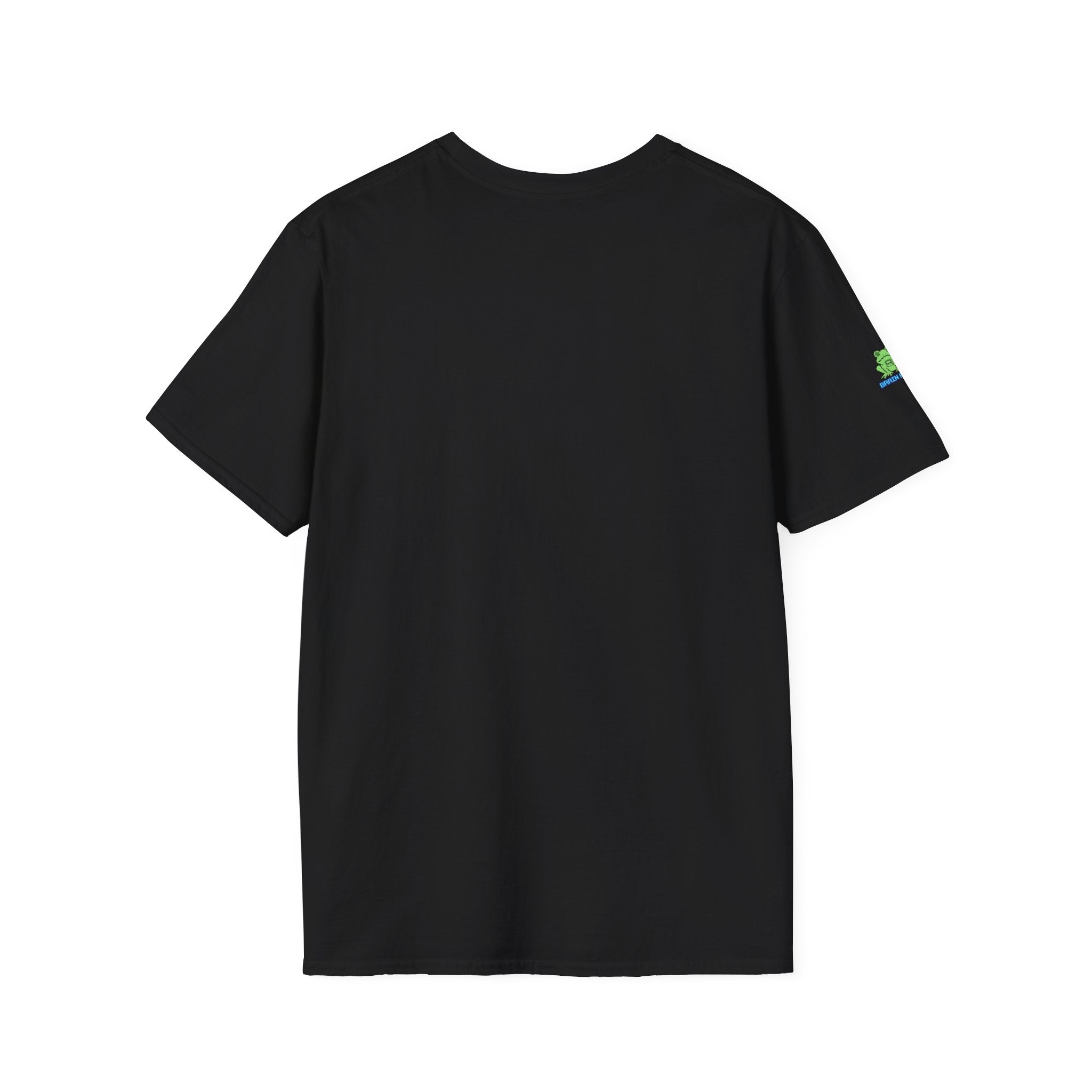 Brain Frog Design Signature T-Shirt - Small Green Brain Frog Logo Tee (Front Chest & Sleeve) - 100% Cotton