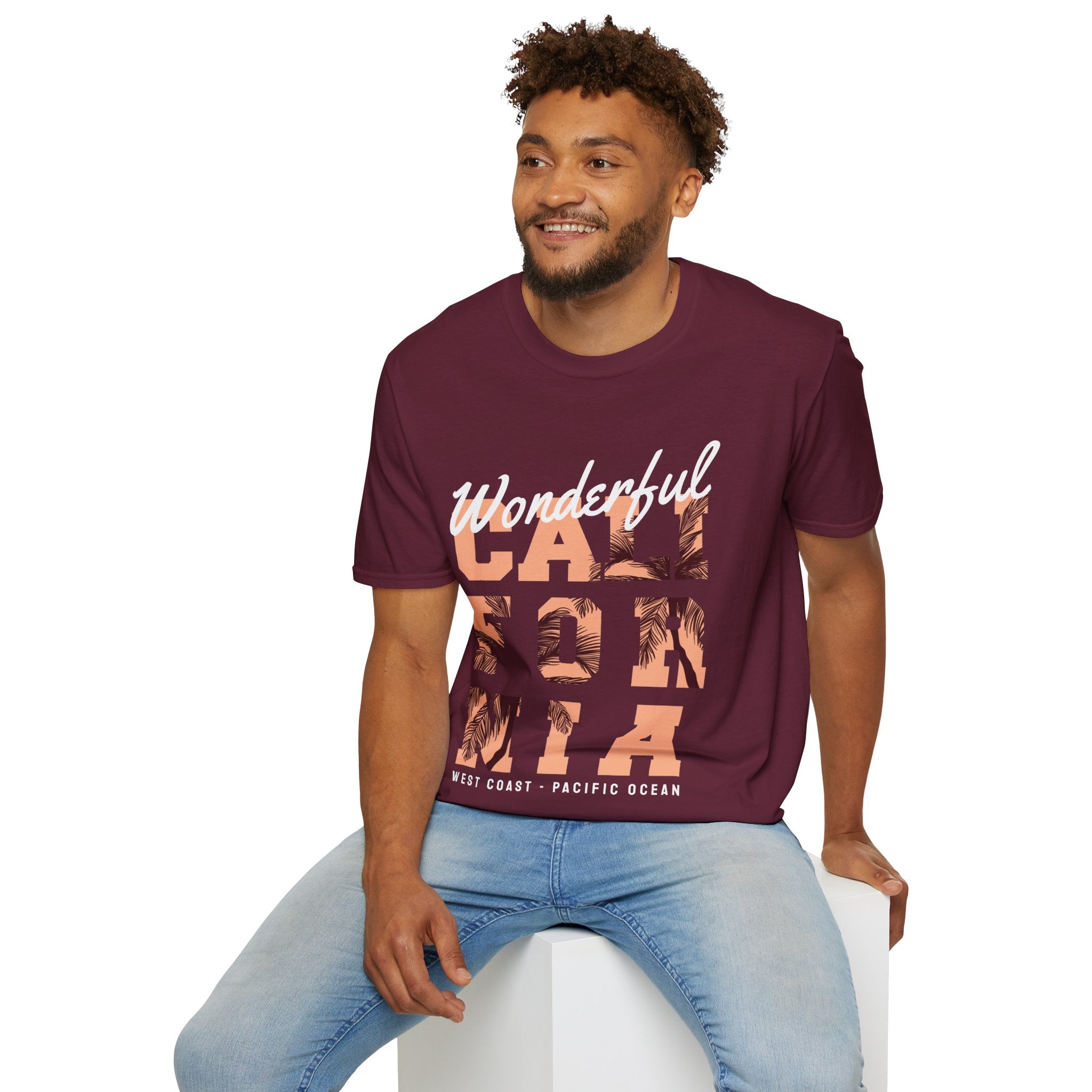 California Palm Photo Tee - Vintage Sunset Graphic T-Shirt - 100% Cotton