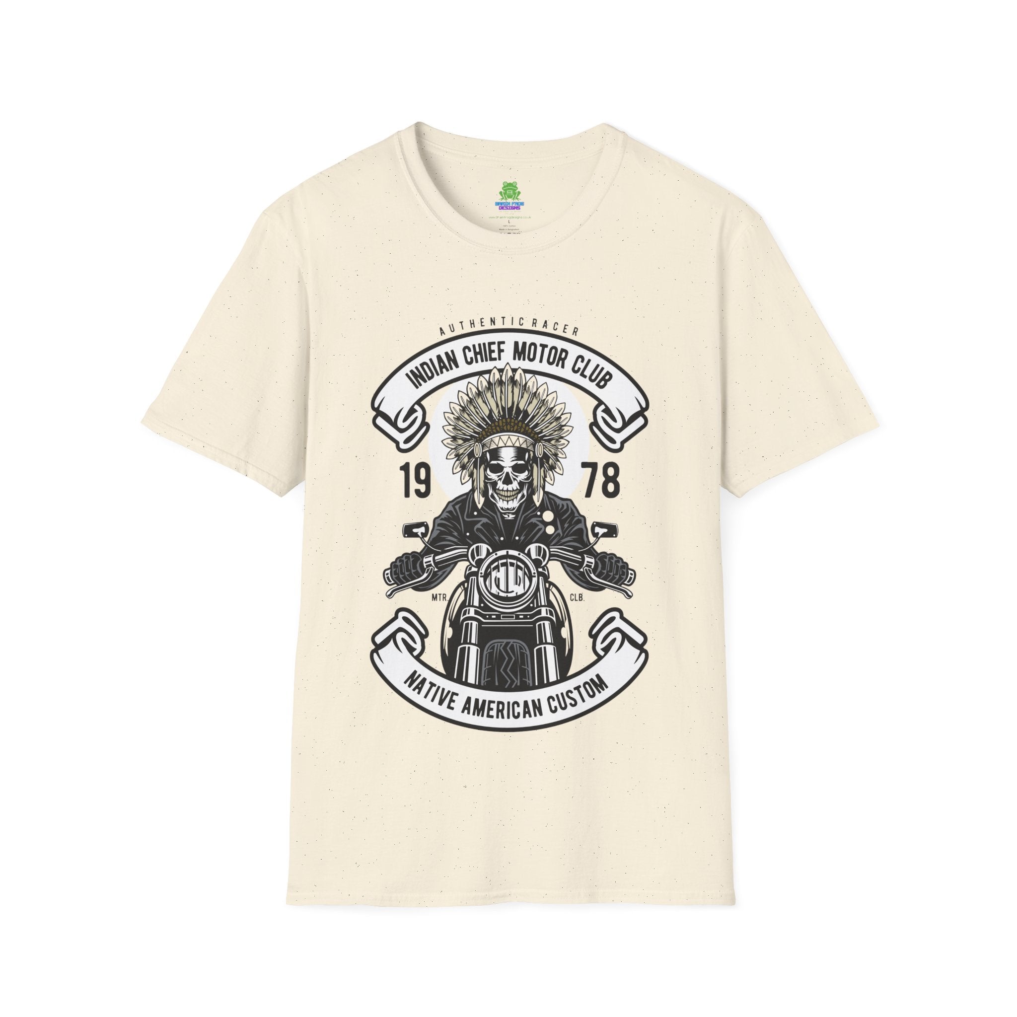 Motorcycle Club T-Shirt - 'Indian Chief Motor Club' Vintage Skull Rider Tee - 100% Cotton