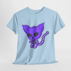 Purple Skeleton Cat Graphic Tee - Cute Creepy Kitty Shirt - 100% Cotton