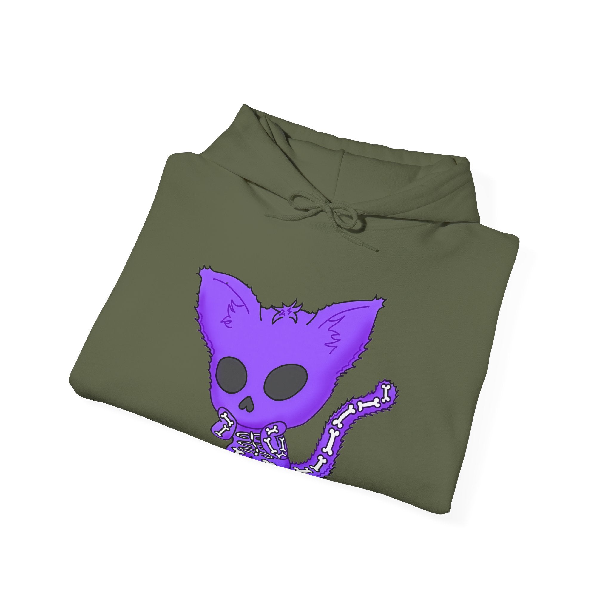 Purple Skeleton Cat Hoodie – Cute Spooky Graphic Sweatshirt
