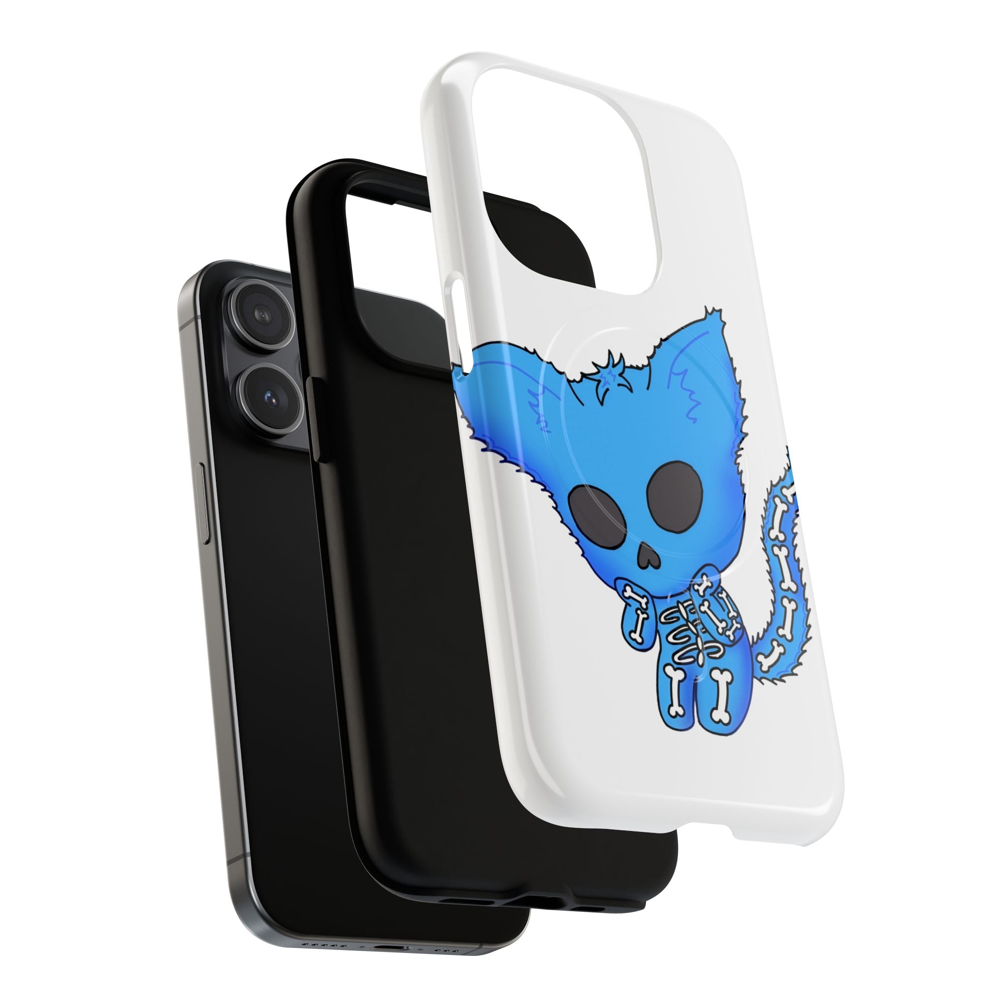 Blue Skeleton Cat Tough Magnetic Phone Case | Design by Jessica B