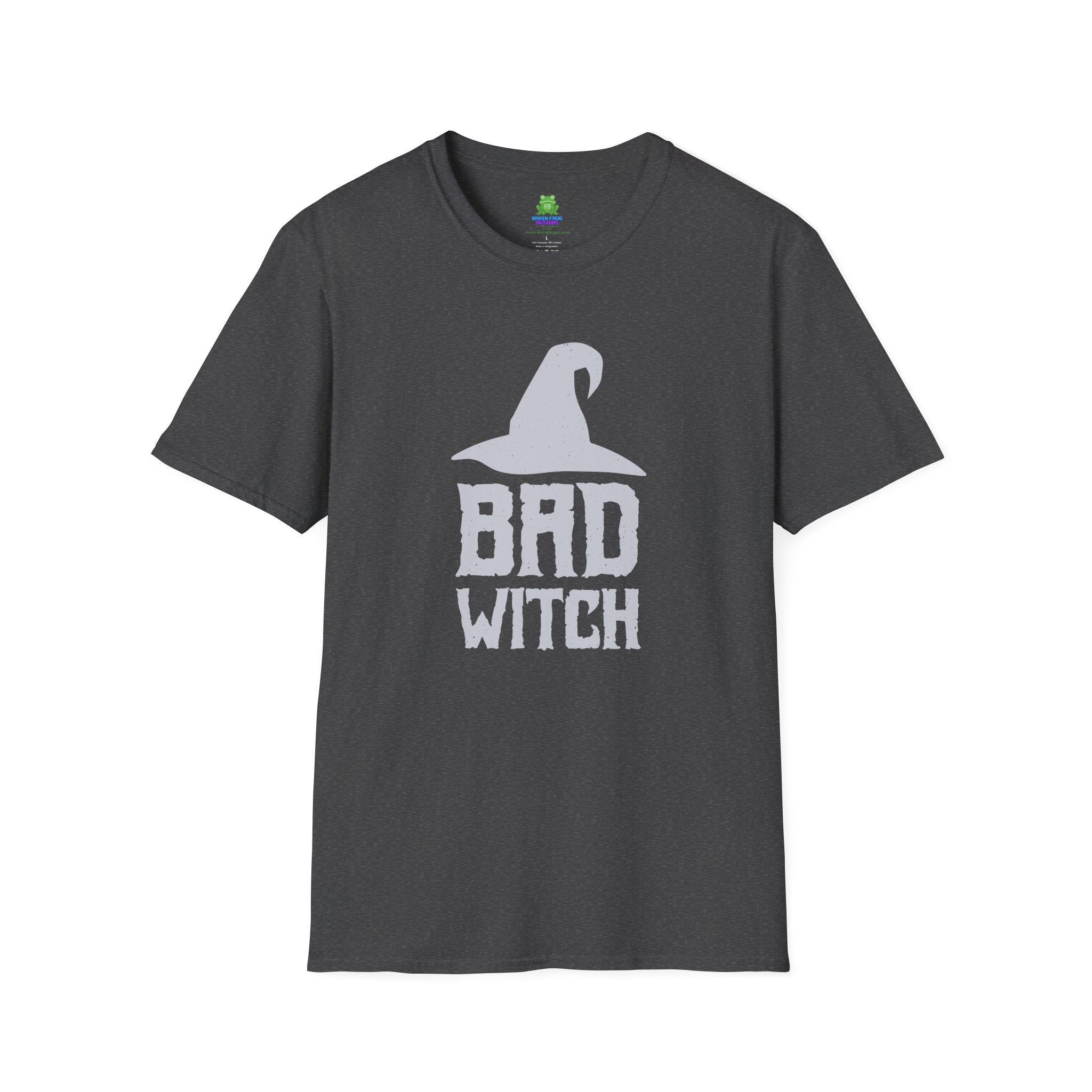Bad Witch T-Shirt - Witch Hat Graphic Halloween Tee - 100% Cotton / Cotton Blend
