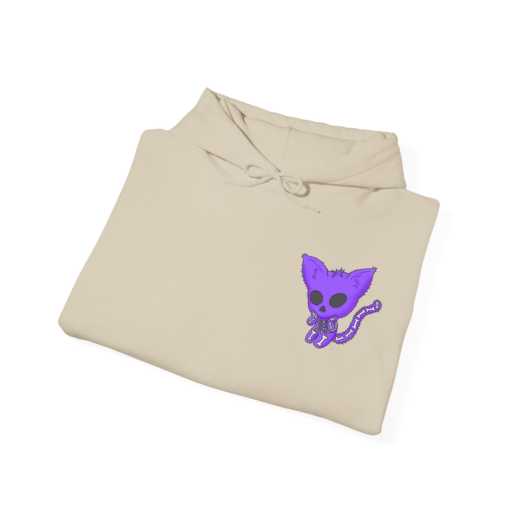 Purple Skeleton Cat Hoodie – Cute Spooky Graphic Sweatshirt - Unique Brand Design