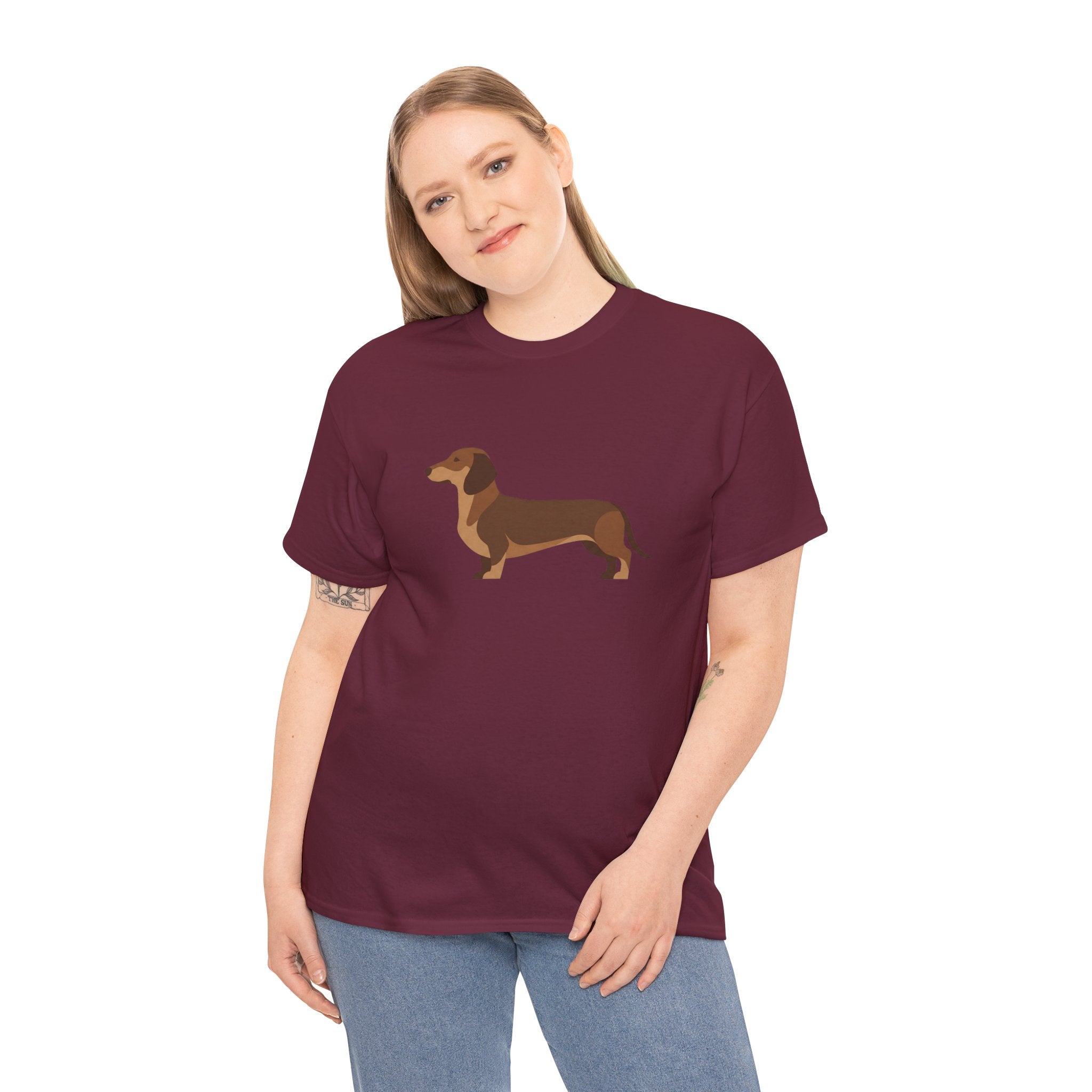 Dachshund Dog T‑Shirt — Cute Brown Sausage Dog Graphic Tee - 100% Cotton