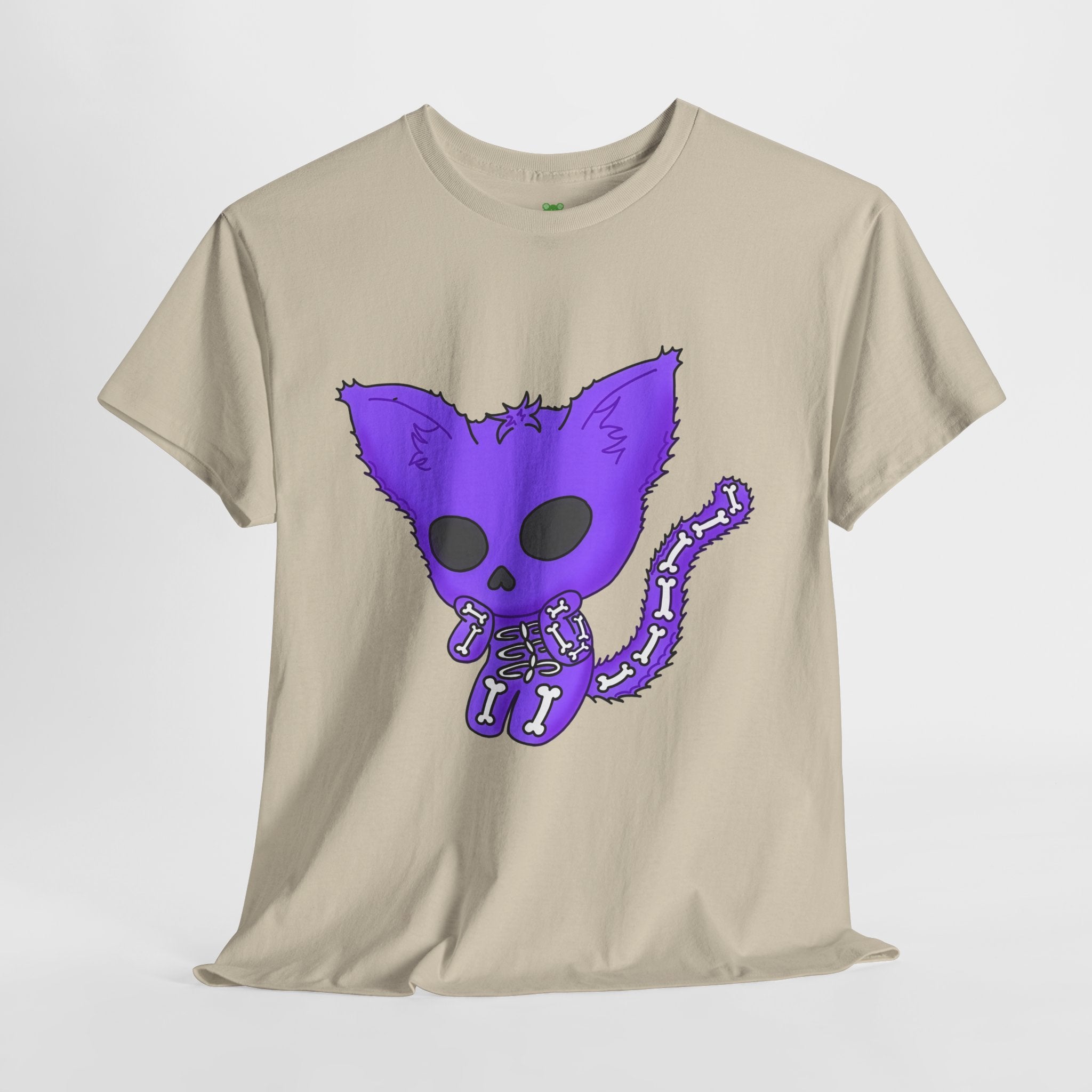 Purple Skeleton Cat Graphic Tee - Cute Creepy Kitty Shirt - 100% Cotton