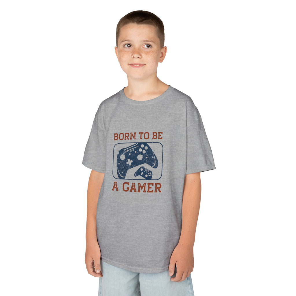 Kids Tee - "Born to Be a Gamer" Retro Game Controller Shirt - 100% Cotton / Cotton Blend