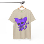 Purple Skeleton Cat Graphic Tee - Cute Creepy Kitty Shirt - 100% Cotton