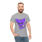 Purple Skeleton Cat Graphic Tee - Cute Creepy Kitty Shirt - 100% Cotton