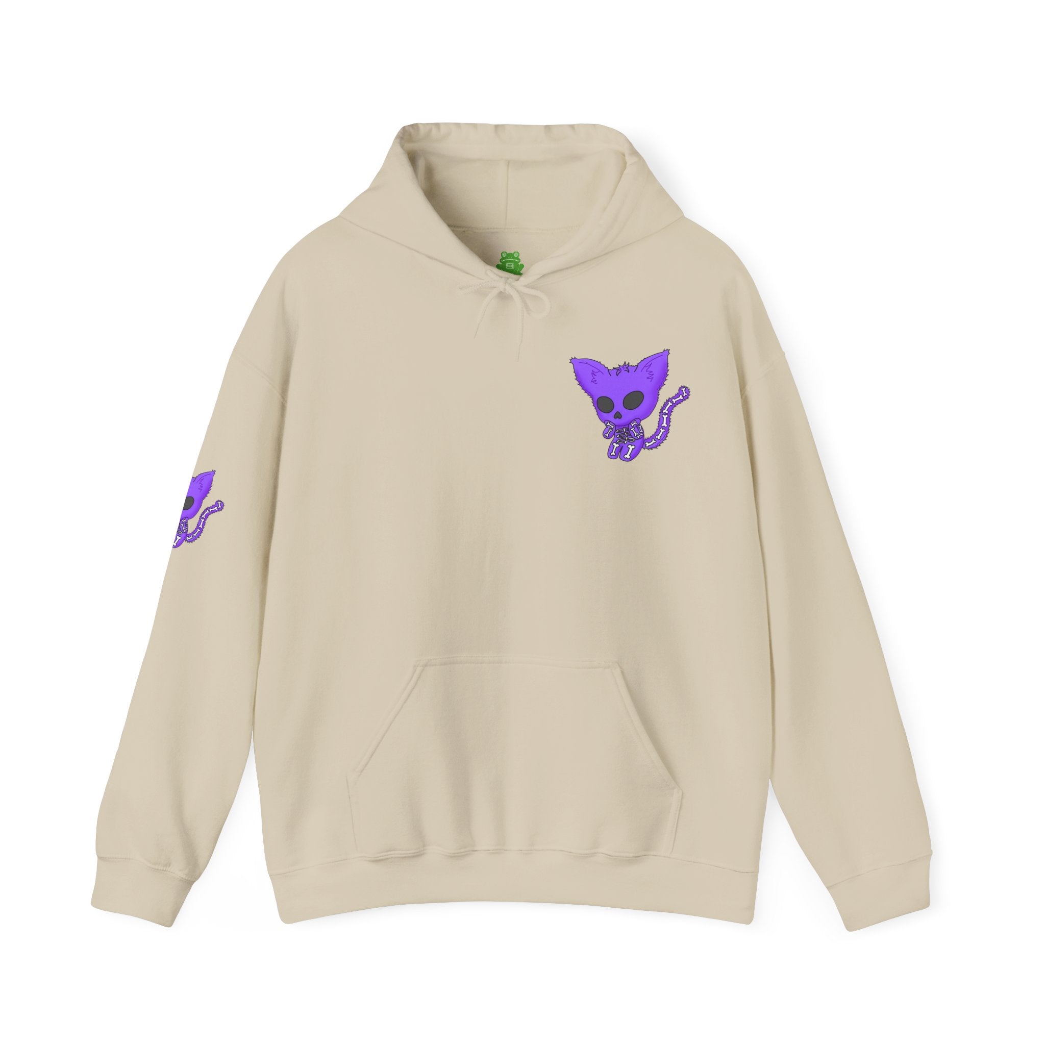 Purple Skeleton Cat Hoodie – Cute Spooky Graphic Sweatshirt - Unique Brand Design