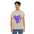 Purple Skeleton Cat Graphic Tee - Cute Creepy Kitty Shirt - 100% Cotton
