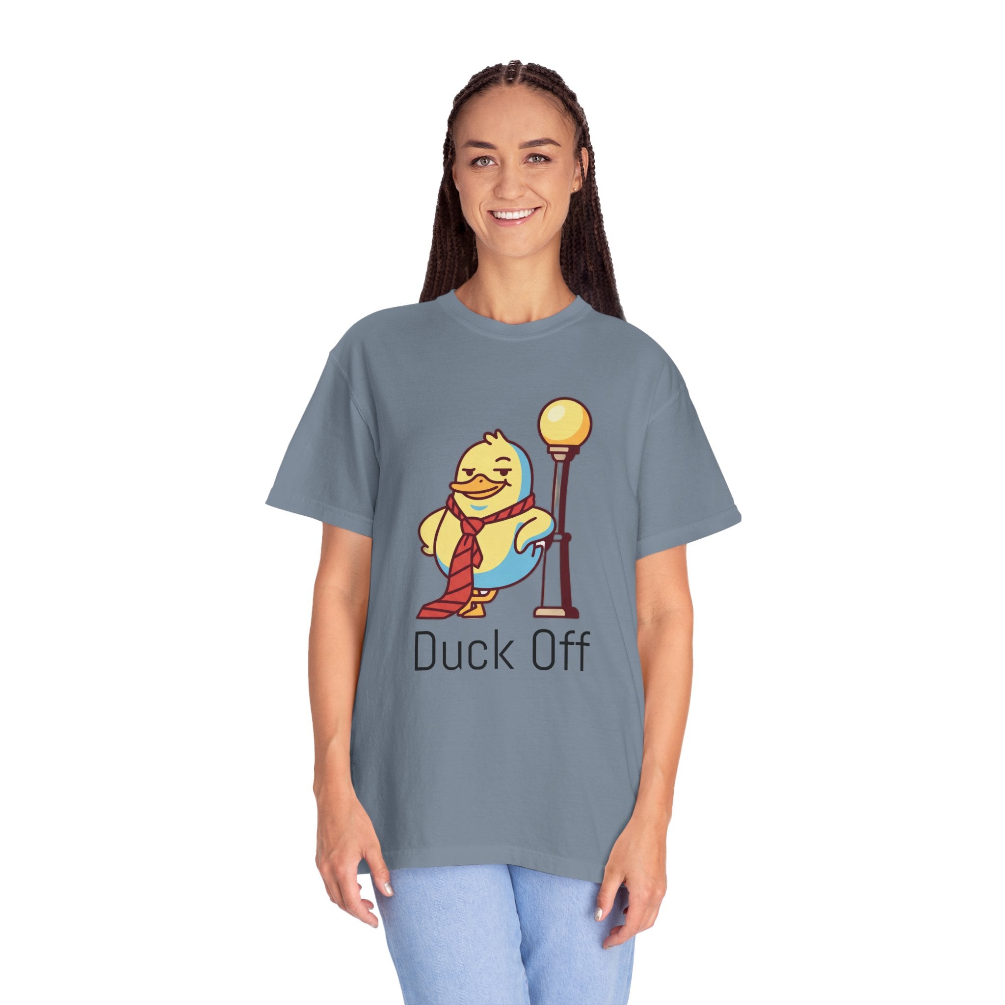 Duck Off T-Shirt — Kawaii Cheeky Duck in Red Tie - 100% Cotton