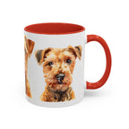 Irish Terrier Dog Portrait Accent Coffee Mug - Cute Terrier Face Ceramic Coffee Cup (11/15oz)