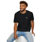 Brain Frog Design Signature T-Shirt - Small Green Brain Frog Logo Tee (Front Chest & Sleeve) - 100% Cotton / Cotton Blend