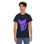 Purple Skeleton Cat Graphic Tee - Cute Creepy Kitty Shirt - 100% Cotton