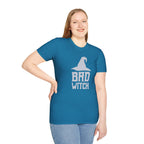 Bad Witch T-Shirt - Witch Hat Graphic Halloween Tee - 100% Cotton / Cotton Blend
