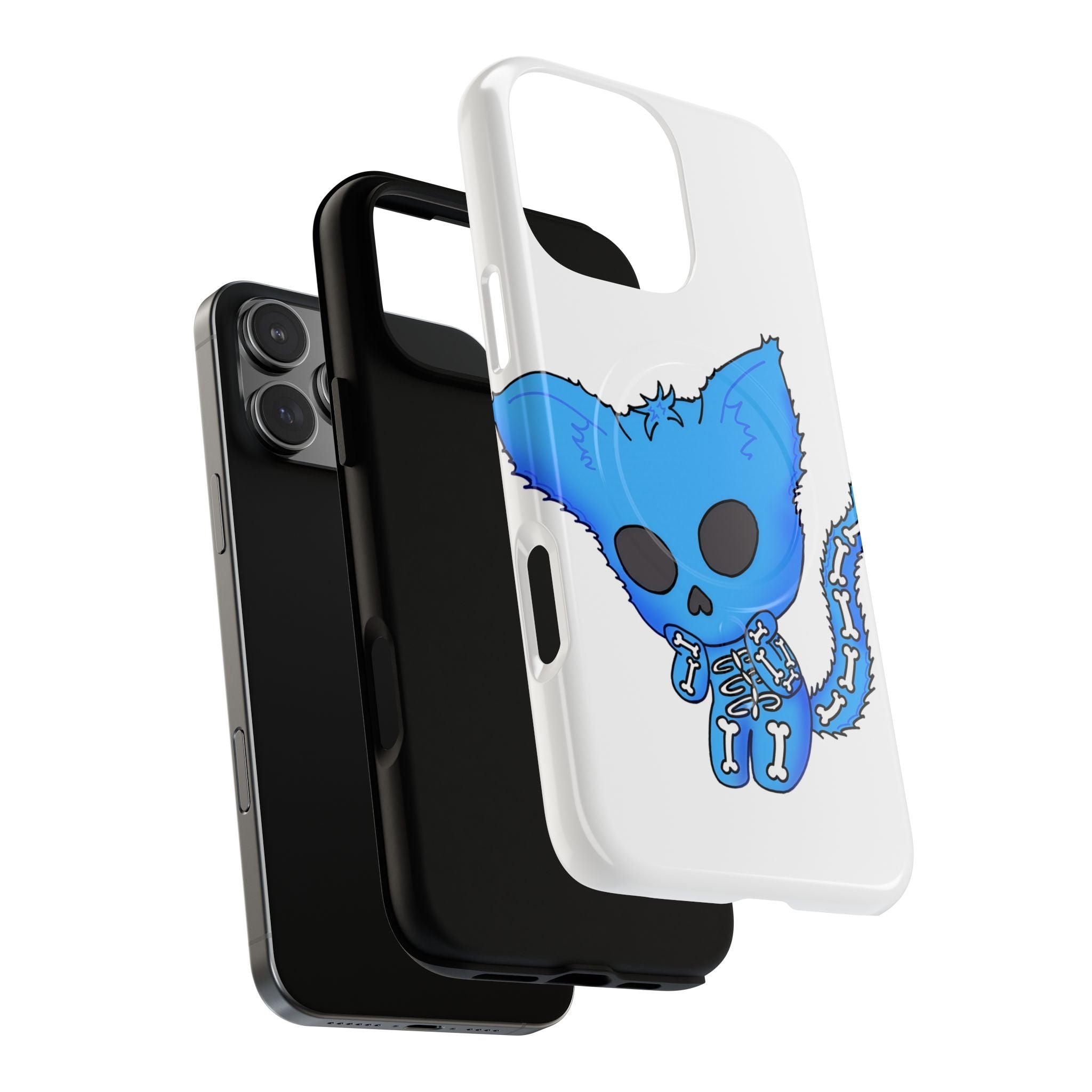Blue Skeleton Cat Tough Magnetic Phone Case | Design by Jessica B