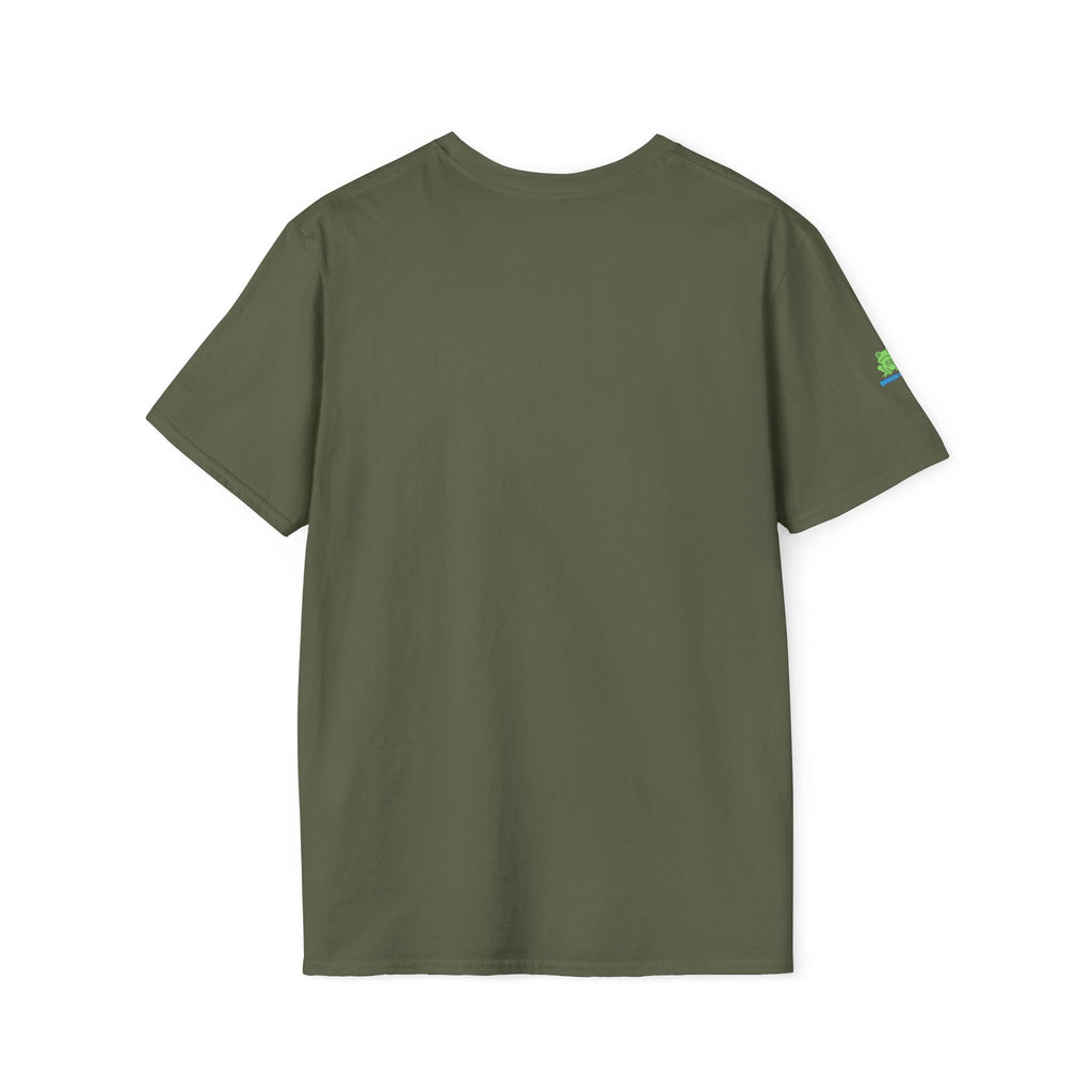 Brain Frog Design Signature T-Shirt - Small Green Brain Frog Logo Tee (Front Chest & Sleeve) - 100% Cotton