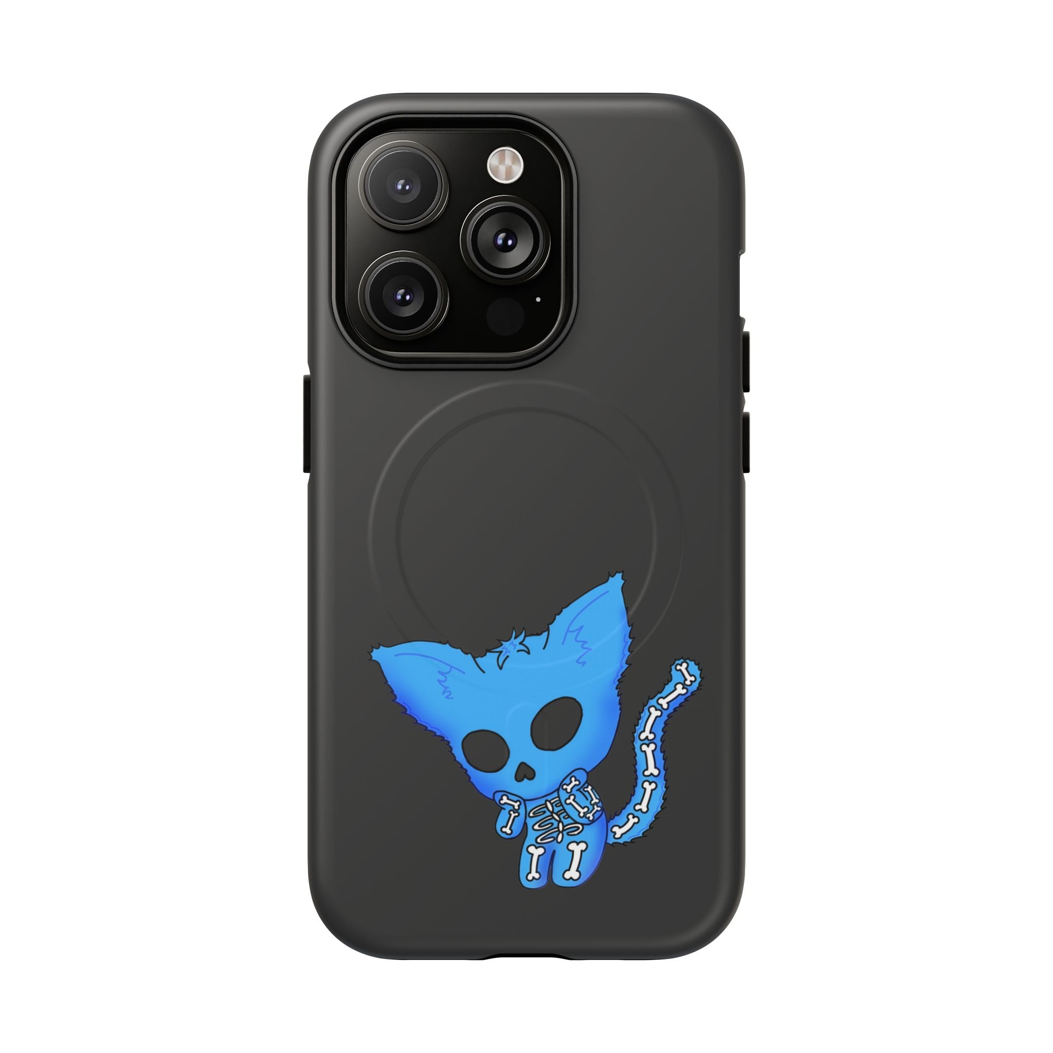 Blue Skeleton Cat Tough Magnetic Phone Case | Unique Design to Brain Frog