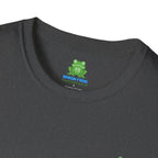 Brain Frog Design Signature T-Shirt - Small Green Brain Frog Logo Tee (Front Chest & Sleeve) - 100% Cotton / Cotton Blend