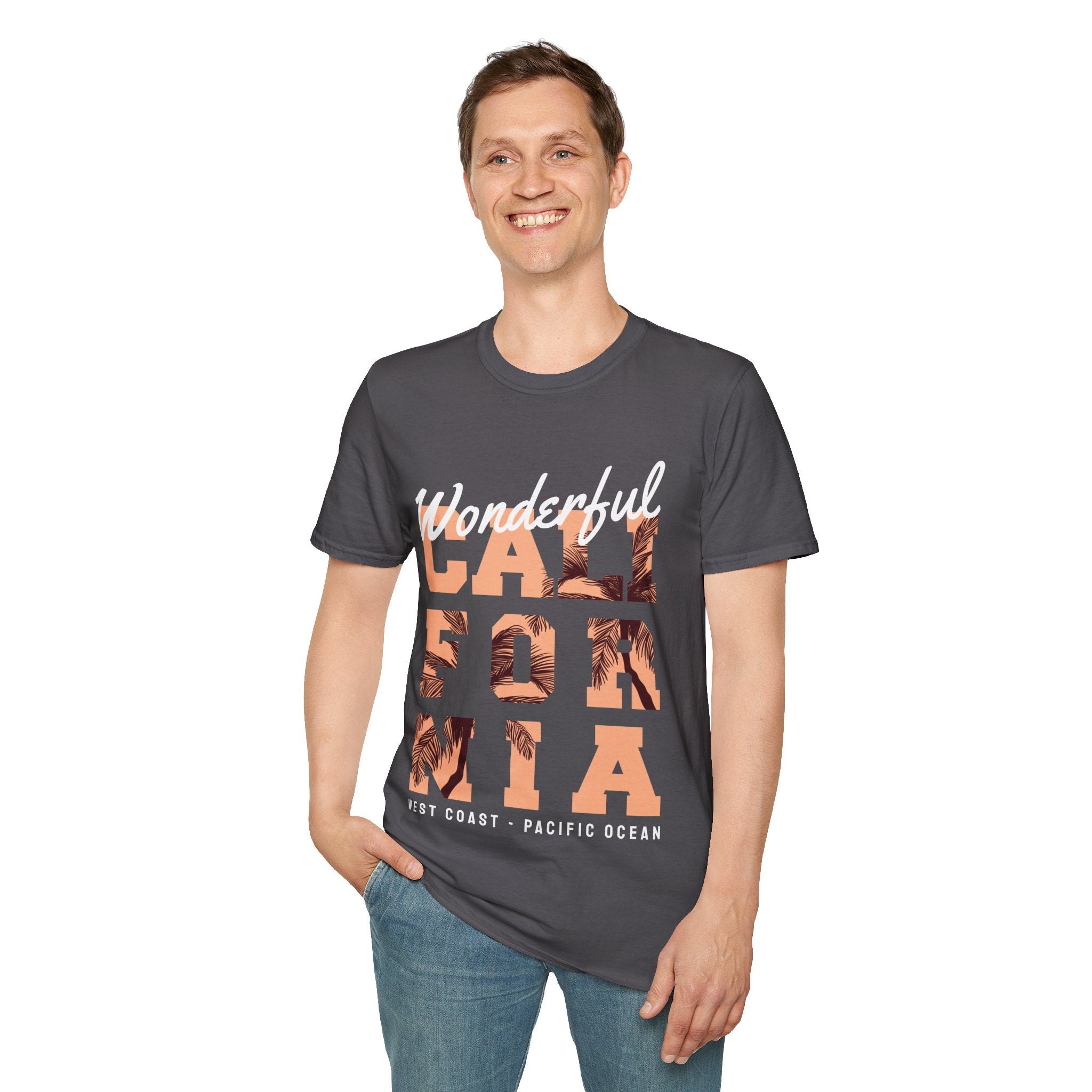California Palm Photo Tee - Vintage Sunset Graphic T-Shirt - 100% Cotton