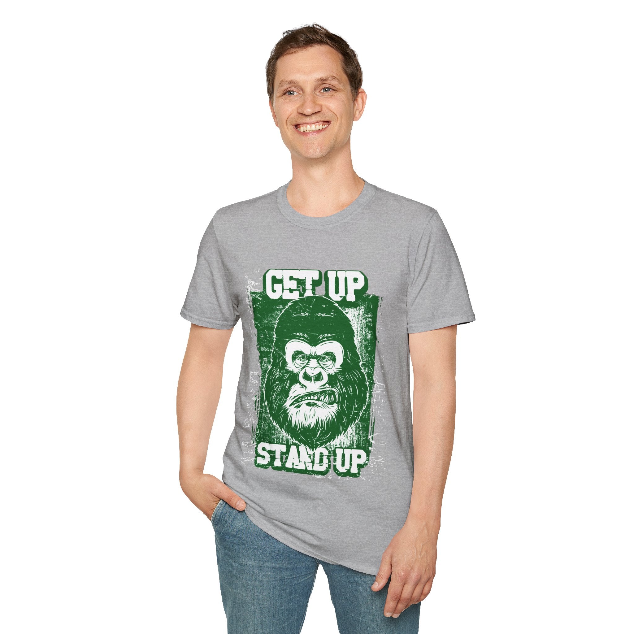 Get Up Stand Up Gorilla T-Shirt - Vintage Reggae-Inspired Graphic Tee - 100% Cotton