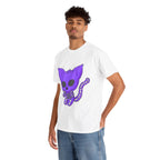 Purple Skeleton Cat Graphic Tee - Cute Creepy Kitty Shirt - 100% Cotton