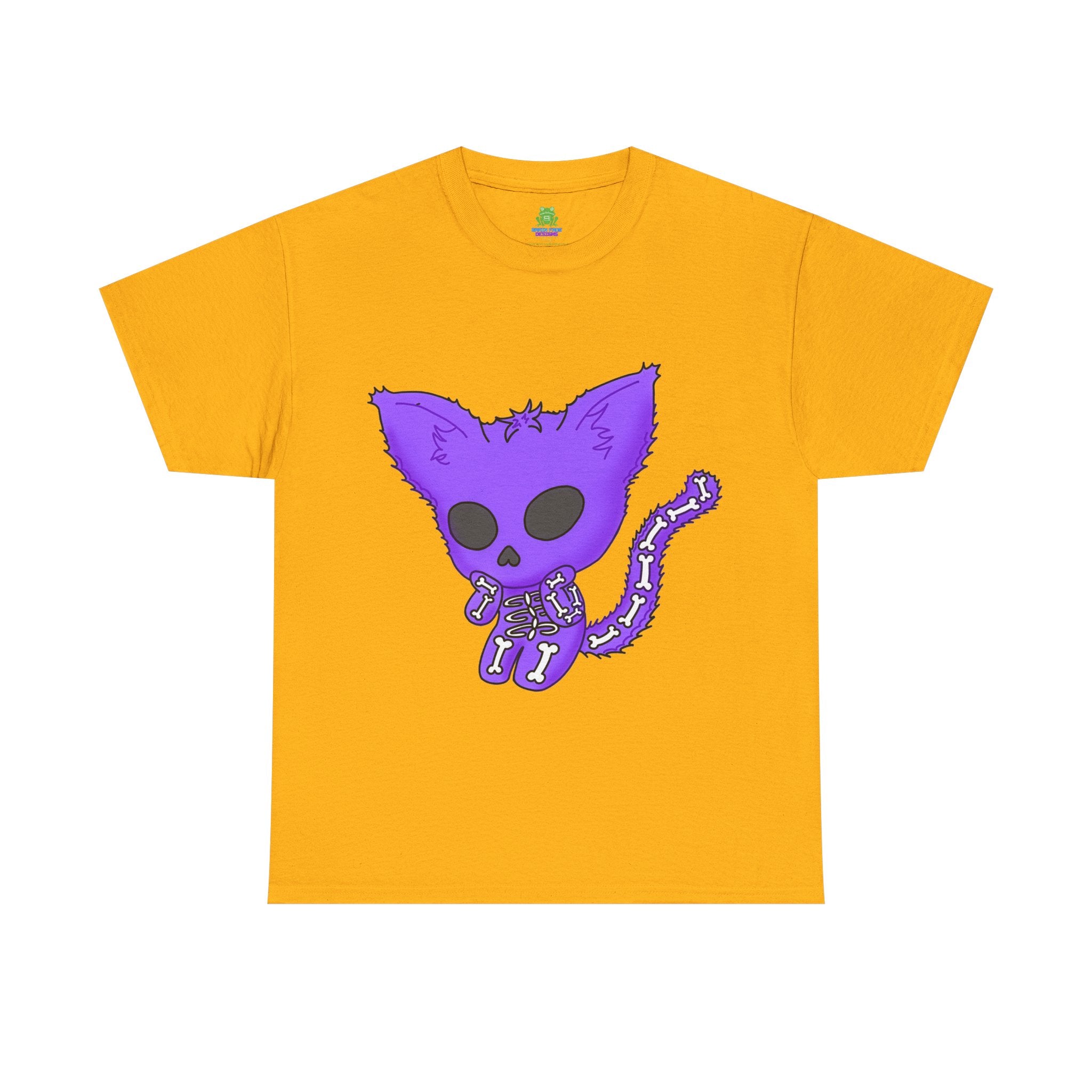 Purple Skeleton Cat Graphic Tee - Cute Creepy Kitty Shirt - 100% Cotton