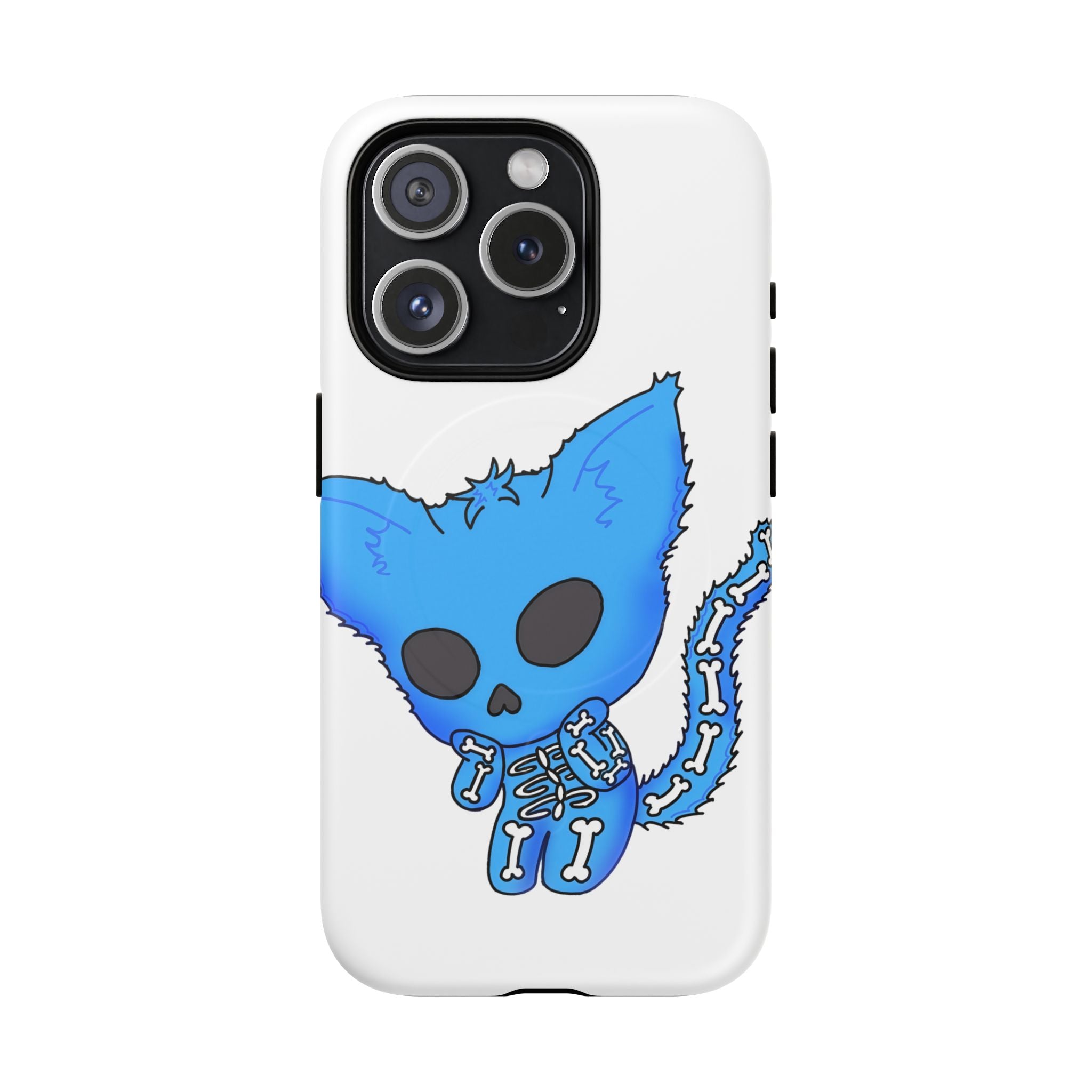 Blue Skeleton Cat Tough Magnetic Phone Case | Design by Jessica B