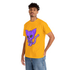 Purple Skeleton Cat Graphic Tee - Cute Creepy Kitty Shirt - 100% Cotton