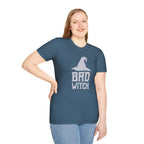 Bad Witch T-Shirt - Witch Hat Graphic Halloween Tee - 100% Cotton / Cotton Blend