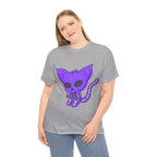 Purple Skeleton Cat Graphic Tee - Cute Creepy Kitty Shirt - 100% Cotton