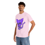 Purple Skeleton Cat Graphic Tee - Cute Creepy Kitty Shirt - 100% Cotton