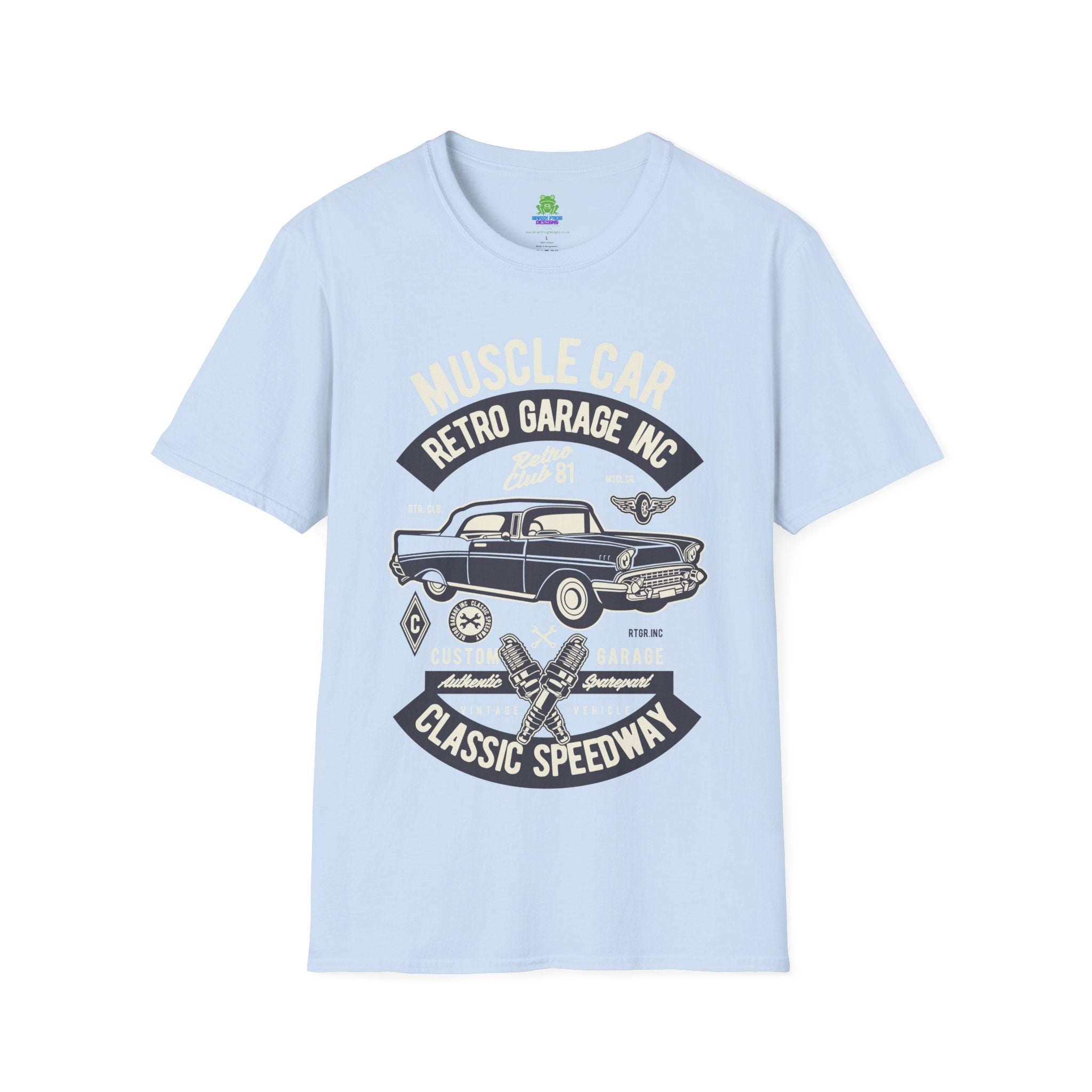 Retro Garage Muscle Car T-Shirt - Classic Speedway Vintage Auto Tee -100% Cotton