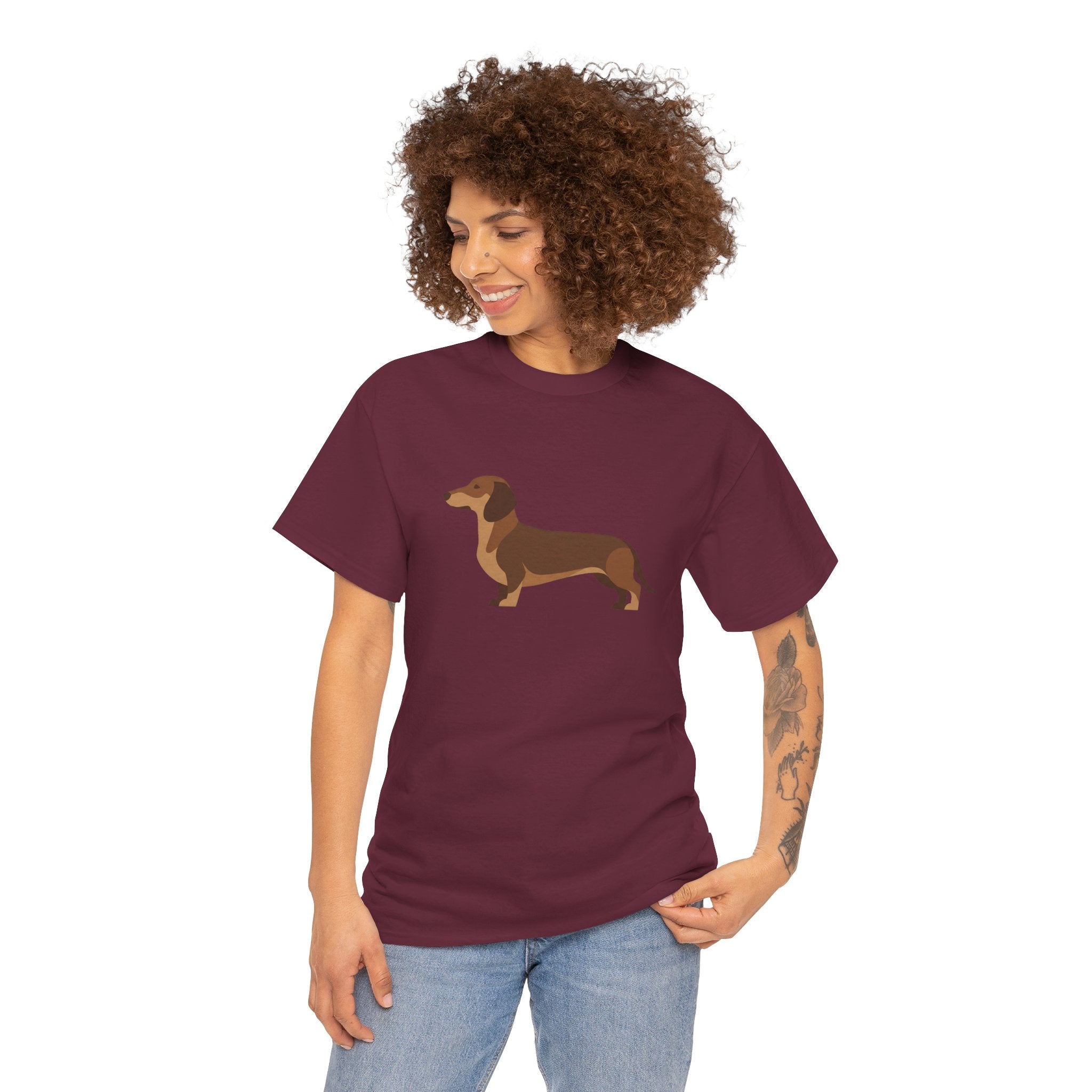 Dachshund Dog T‑Shirt — Cute Brown Sausage Dog Graphic Tee - 100% Cotton