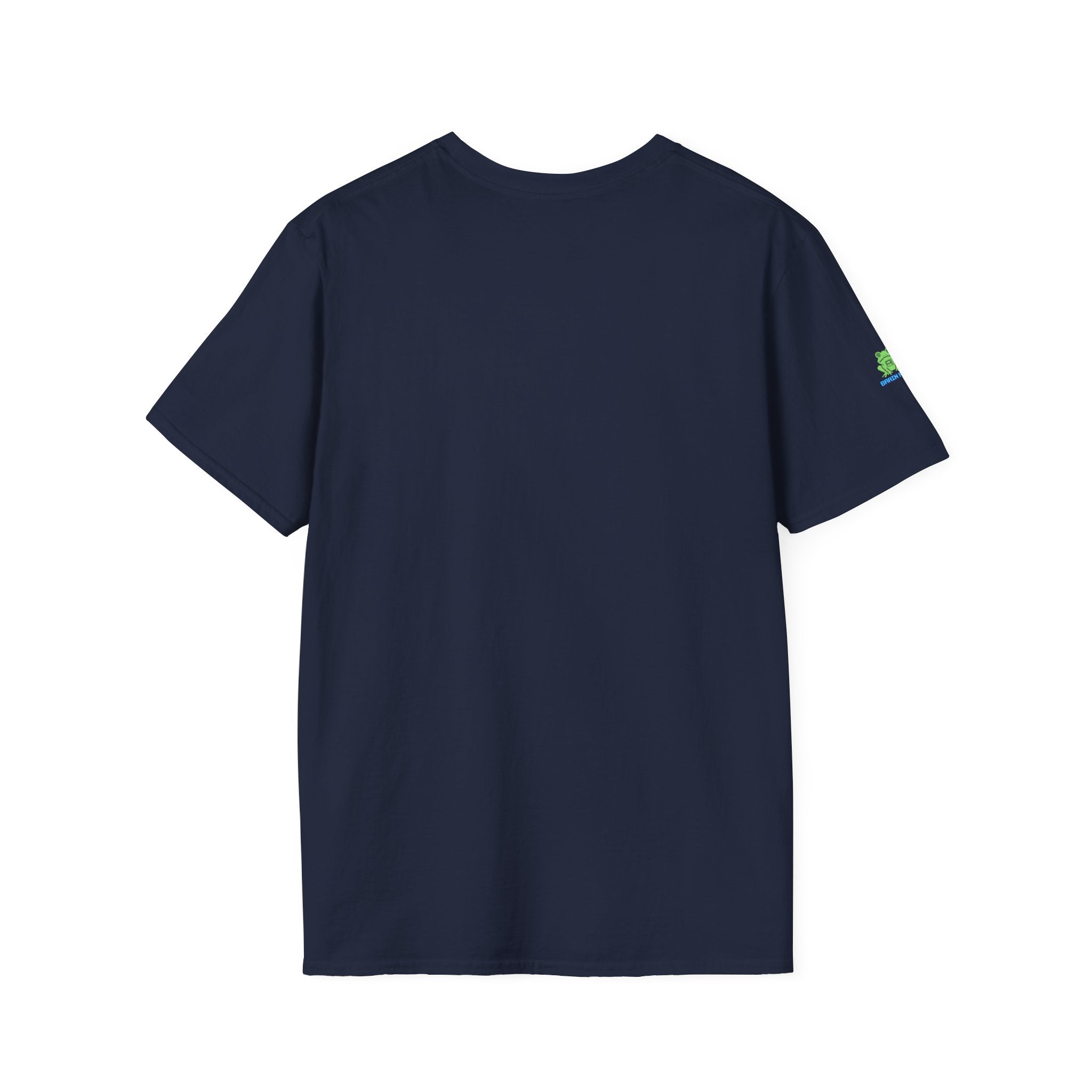 Brain Frog Design Signature T-Shirt - Small Green Brain Frog Logo Tee (Front Chest & Sleeve) - 100% Cotton / Cotton Blend