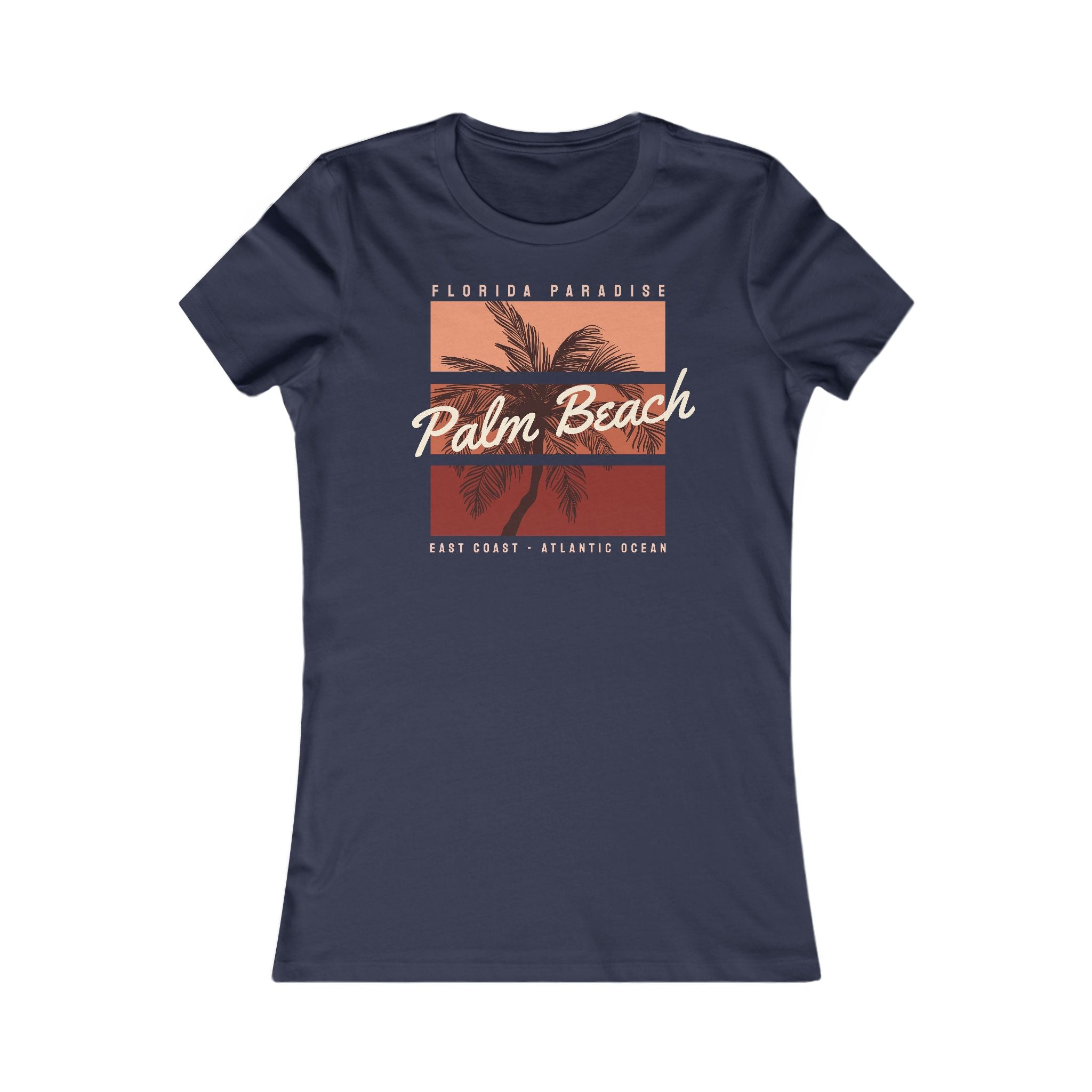 Palm Beach Vintage Graphic Tee - Women's Retro Beach Shirt - 100% Cotton / Cotton Blend