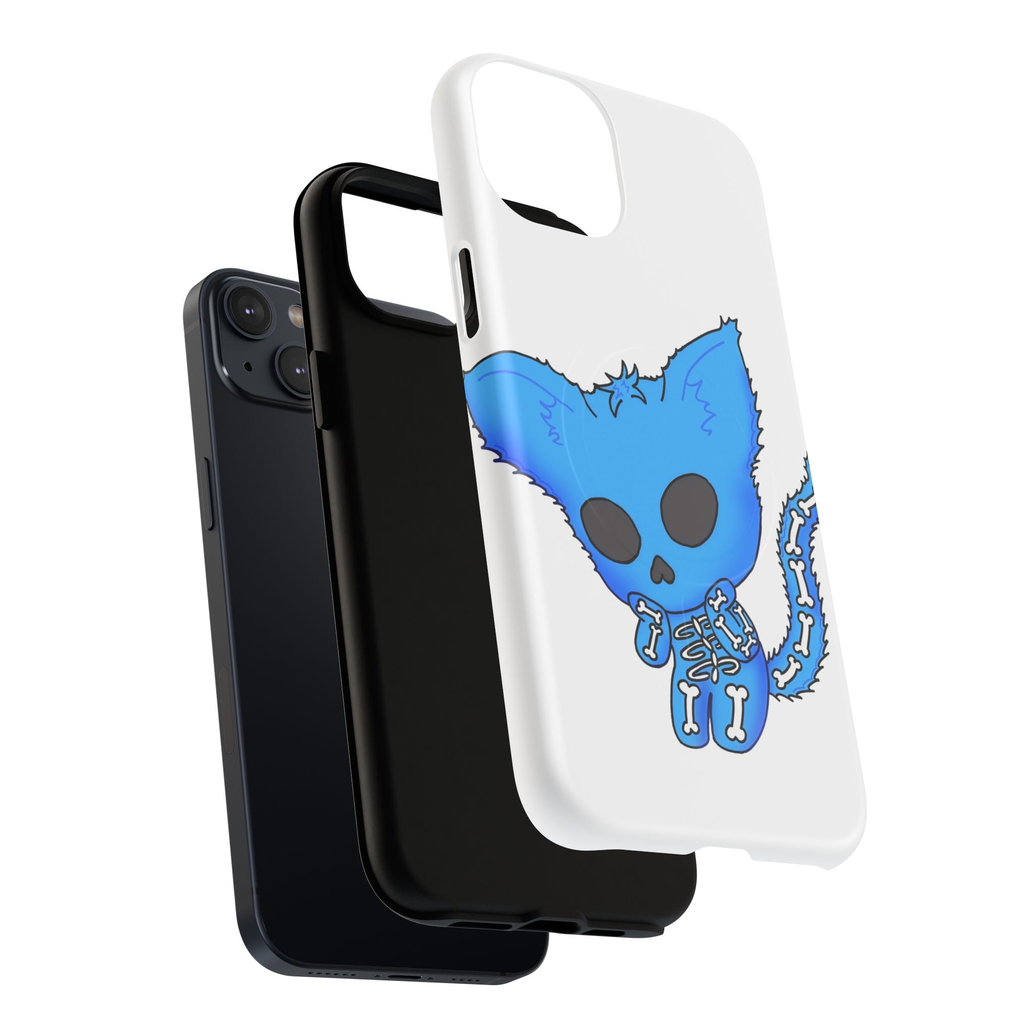 Blue Skeleton Cat Tough Magnetic Phone Case | Design by Jessica B