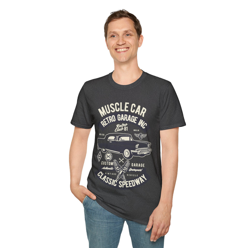 Retro Garage Muscle Car T-Shirt - Classic Speedway Vintage Auto Tee -100% Cotton