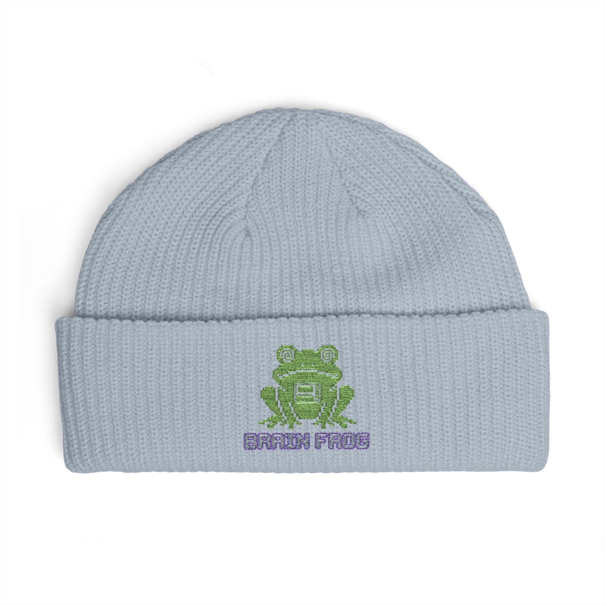 Embroidered 'Brain Frog' Cuff Beanie Hat