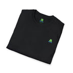 Brain Frog Design Signature T-Shirt - Small Green Brain Frog Logo Tee (Front Chest & Sleeve) - 100% Cotton