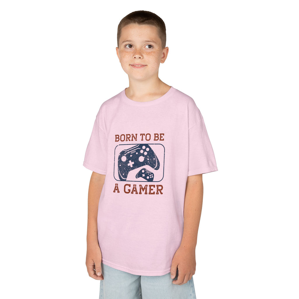 Kids Tee - "Born to Be a Gamer" Retro Game Controller Shirt - 100% Cotton / Cotton Blend