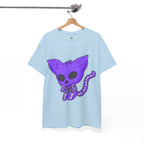 Purple Skeleton Cat Graphic Tee - Cute Creepy Kitty Shirt - 100% Cotton