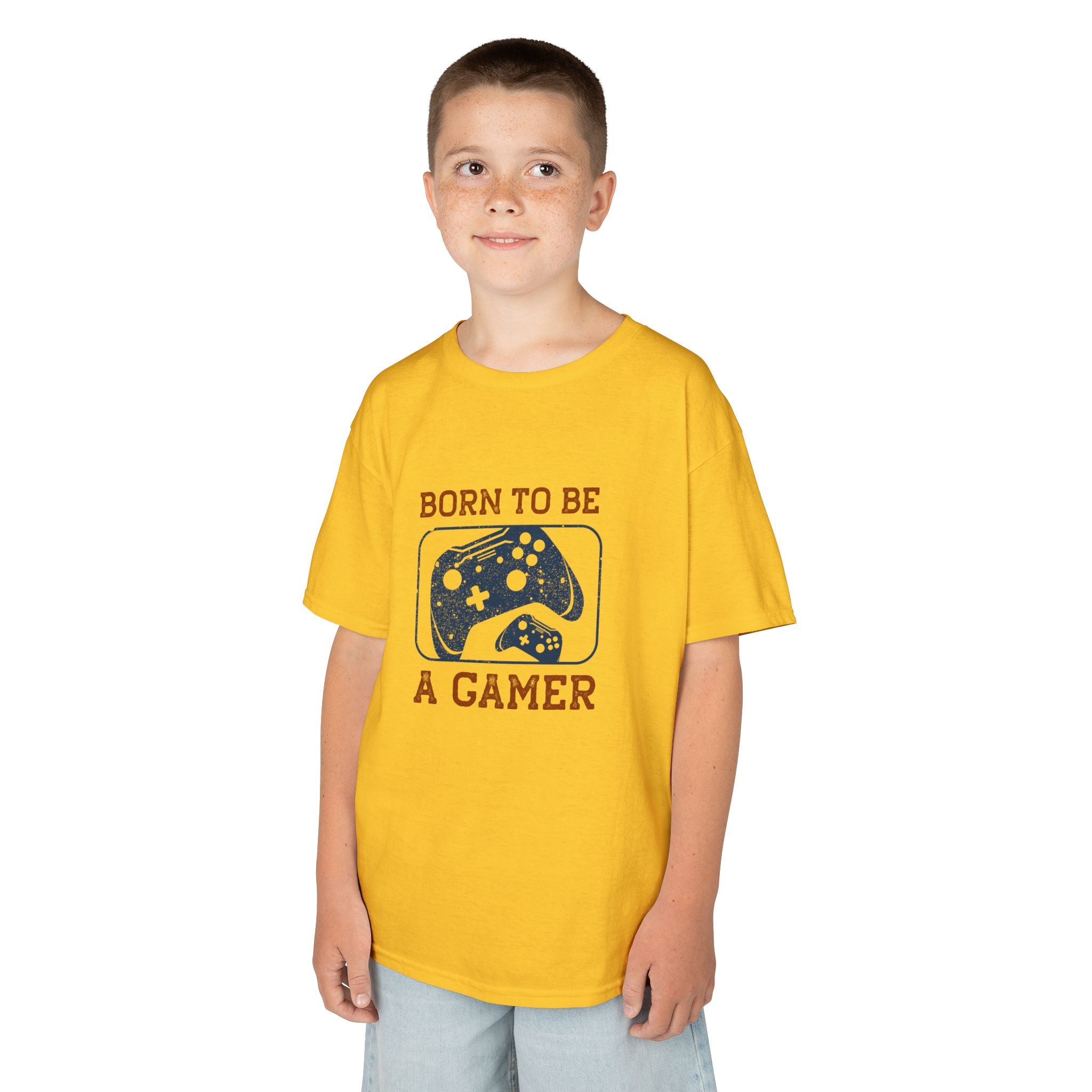 Kids Tee - "Born to Be a Gamer" Retro Game Controller Shirt - 100% Cotton / Cotton Blend